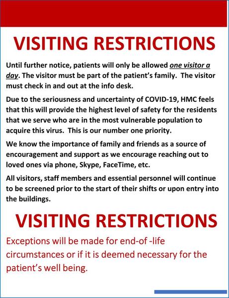 HMC Visiting Restrictions