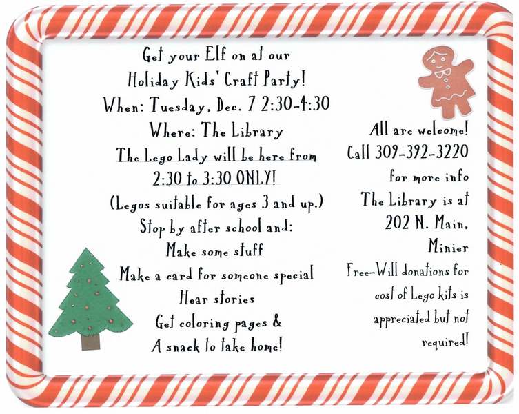 Minier Library Holiday Kids’ Craft Party